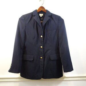 LL Bean Navy Blue Blazer Jacket Size 6R Gold Buttons Career Wear Business